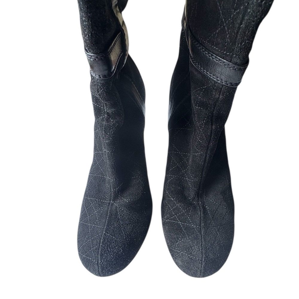Christian Dior Cannage Pattern Black Suede Knee Boots Size EU 39 - Picture 6 of 11
